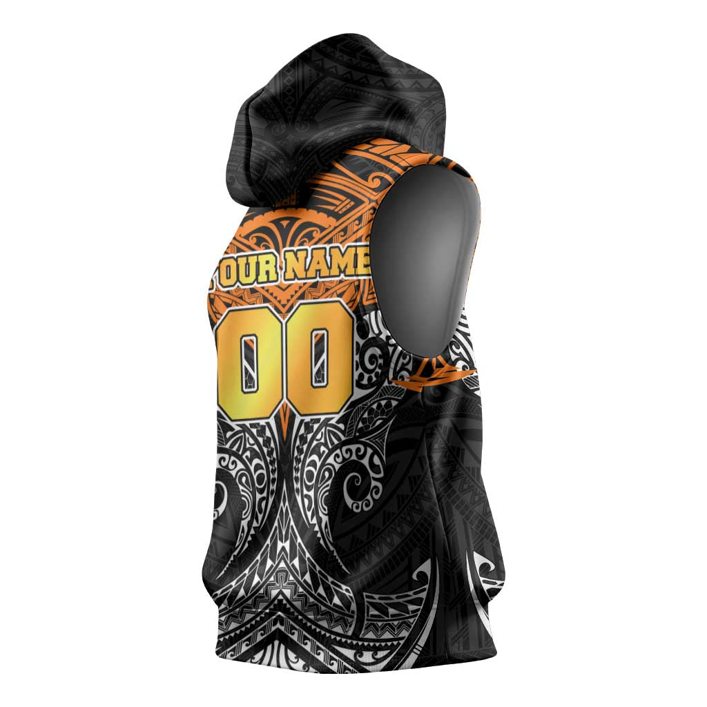 Personalized Wests Tigers Sleeveless Hoodie Polynesian Tribal Pattern Style