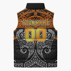 Personalized Wests Tigers Sleeveless Puffer Jacket Polynesian Tribal Pattern Style