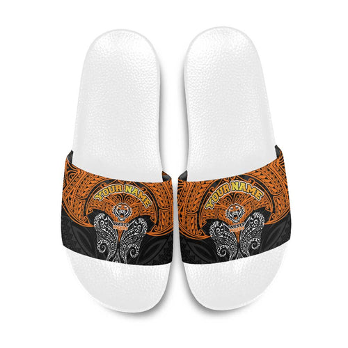 Personalized Wests Tigers Slide Sandals Polynesian Tribal Pattern Style