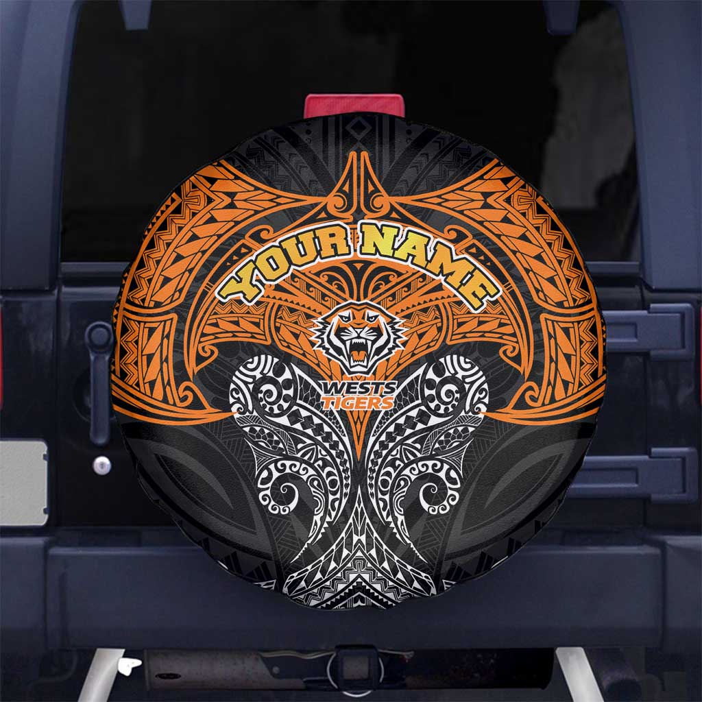 Personalized Wests Tigers Spare Tire Cover Polynesian Tribal Pattern Style