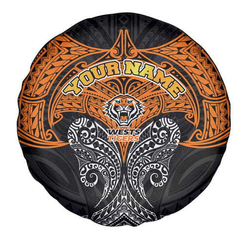 Personalized Wests Tigers Spare Tire Cover Polynesian Tribal Pattern Style