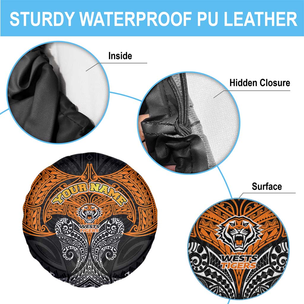 Personalized Wests Tigers Spare Tire Cover Polynesian Tribal Pattern Style