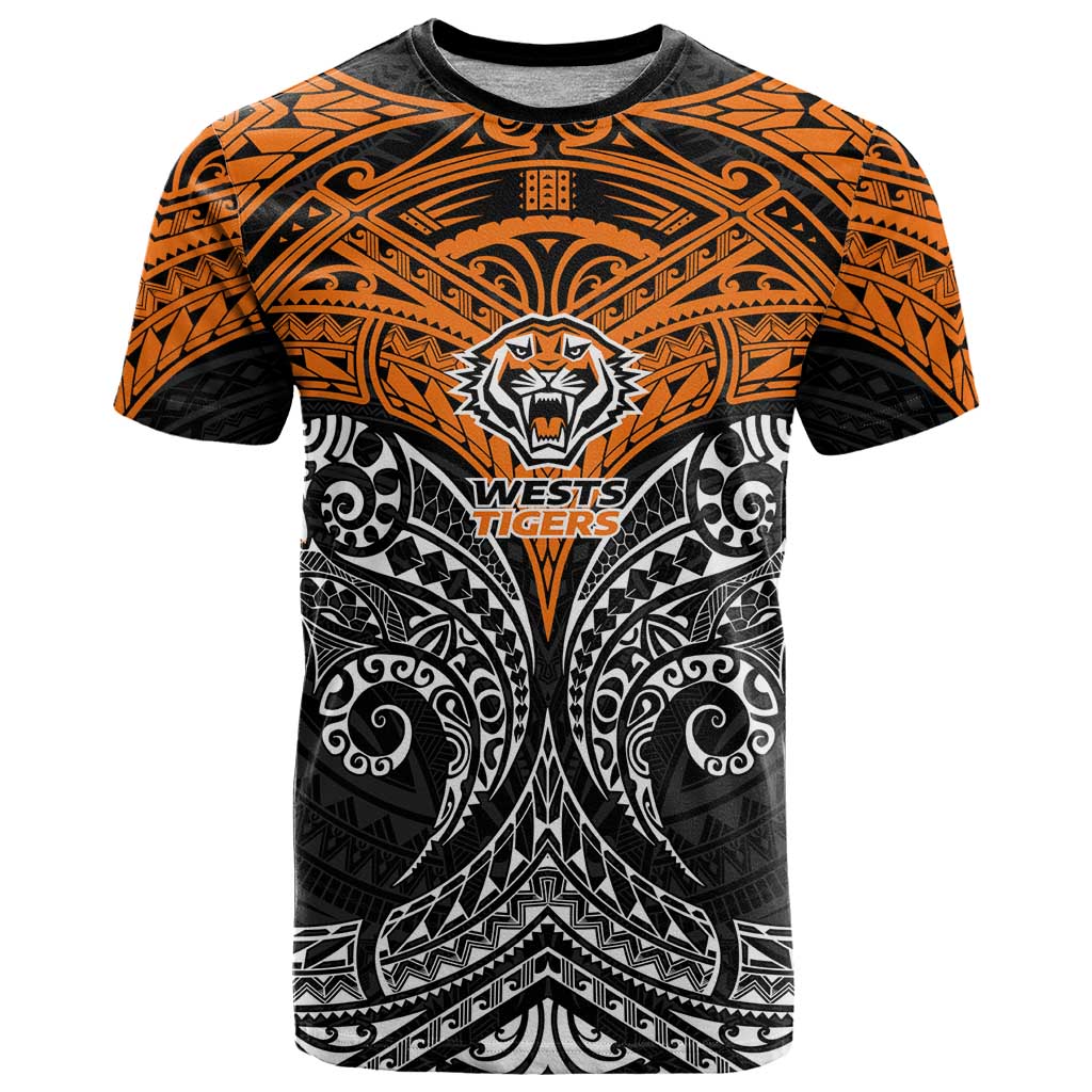 Personalized Wests Tigers T Shirt Polynesian Tribal Pattern Style