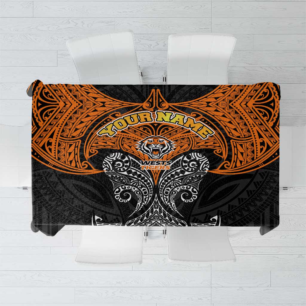 Personalized Wests Tigers Tablecloth Polynesian Tribal Pattern Style