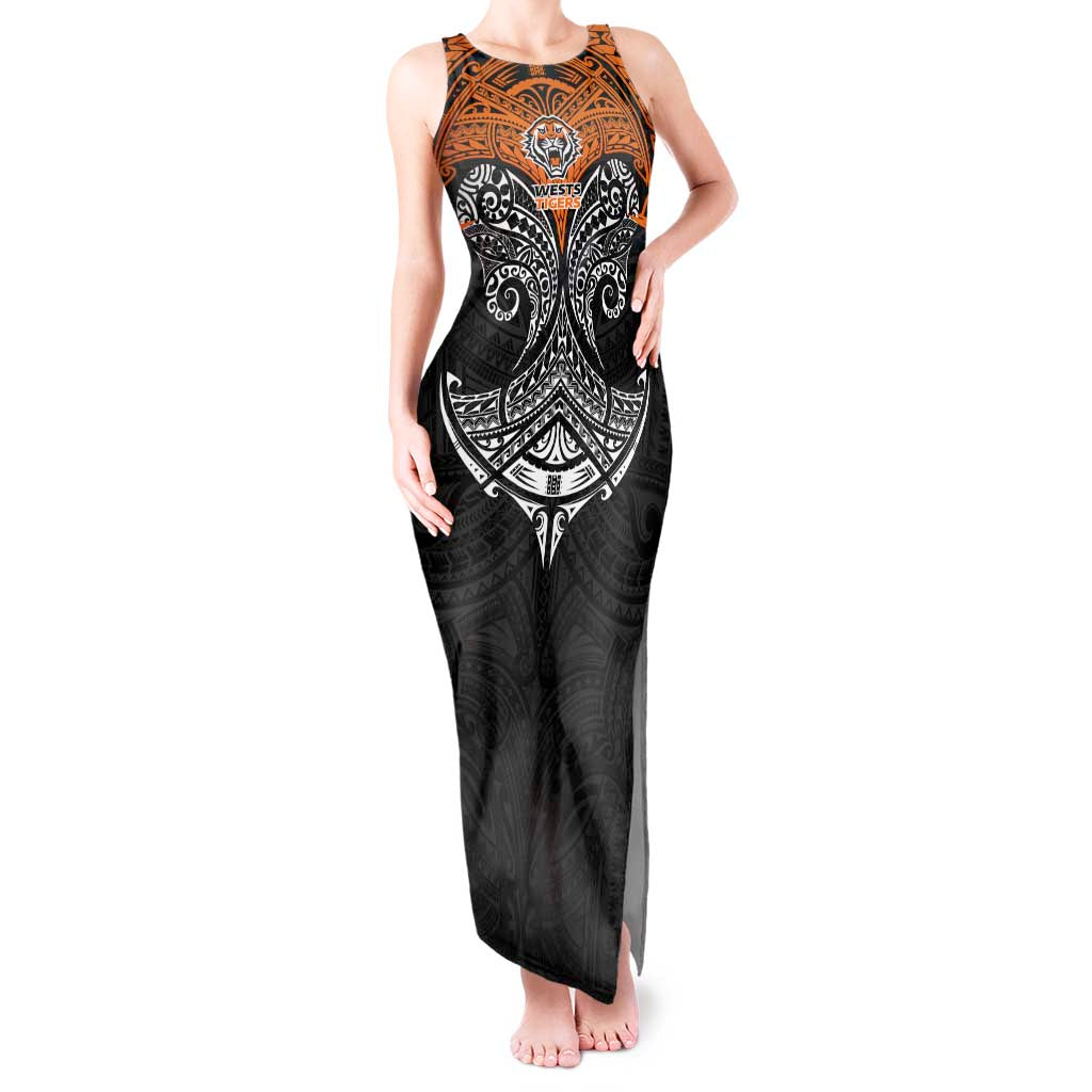 Personalized Wests Tigers Tank Maxi Dress Polynesian Tribal Pattern Style