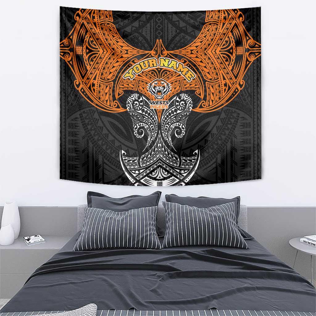 Personalized Wests Tigers Tapestry Polynesian Tribal Pattern Style