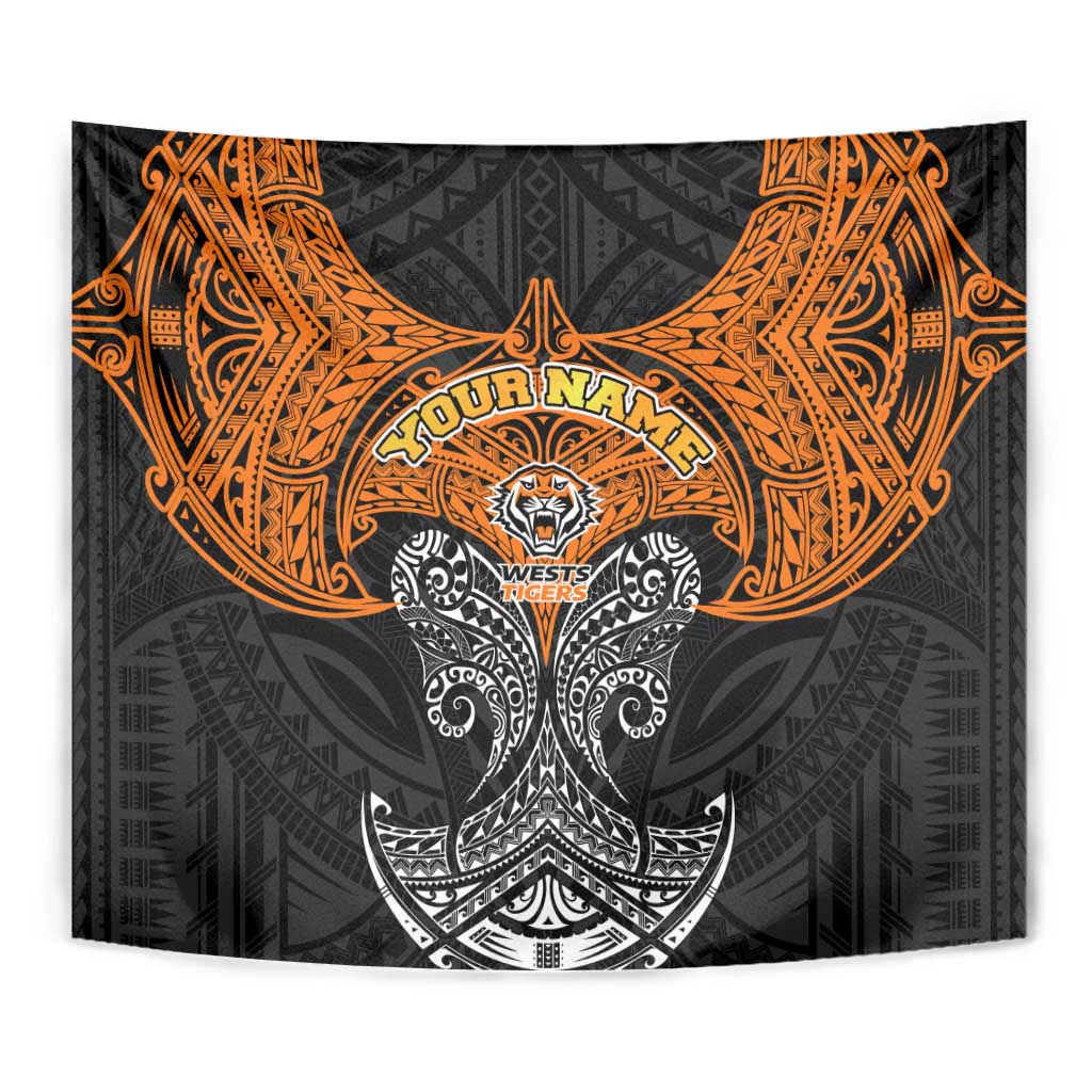 Personalized Wests Tigers Tapestry Polynesian Tribal Pattern Style