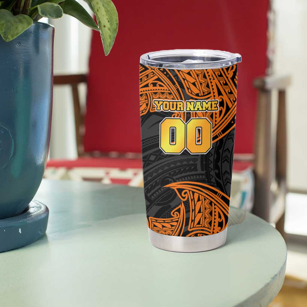 Personalized Wests Tigers Tumbler Cup Polynesian Tribal Pattern Style