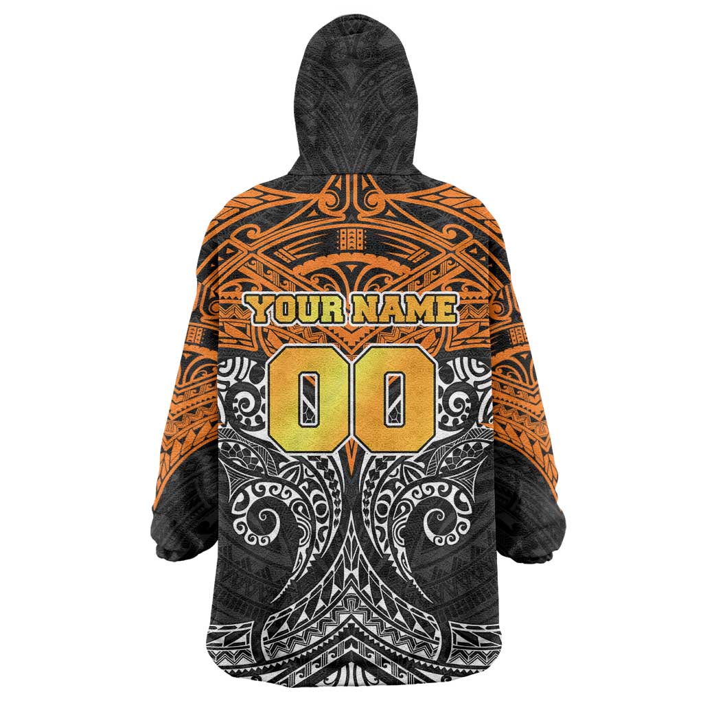Personalized Wests Tigers Wearable Blanket Hoodie Polynesian Tribal Pattern Style