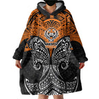 Personalized Wests Tigers Wearable Blanket Hoodie Polynesian Tribal Pattern Style