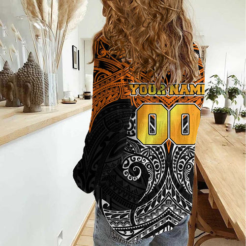 Personalized Wests Tigers Women Casual Shirt Polynesian Tribal Pattern Style