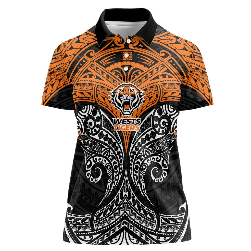Personalized Wests Tigers Women Polo Shirt Polynesian Tribal Pattern Style