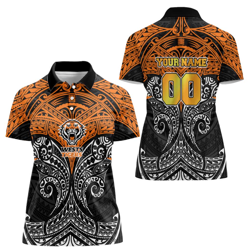 Personalized Wests Tigers Women Polo Shirt Polynesian Tribal Pattern Style