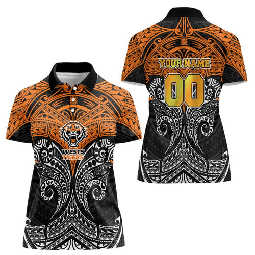 Personalized Wests Tigers Women Polo Shirt Polynesian Tribal Pattern Style