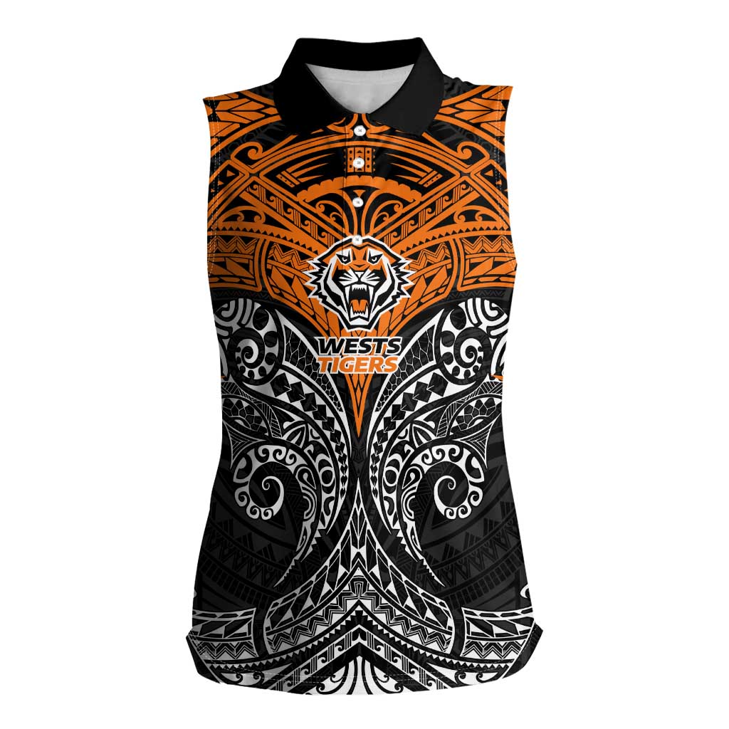 Personalized Wests Tigers Women Sleeveless Polo Shirt Polynesian Tribal Pattern Style