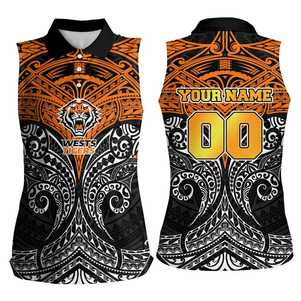 Personalized Wests Tigers Women Sleeveless Polo Shirt Polynesian Tribal Pattern Style