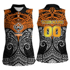Personalized Wests Tigers Women Sleeveless Polo Shirt Polynesian Tribal Pattern Style