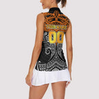 Personalized Wests Tigers Women Sleeveless Polo Shirt Polynesian Tribal Pattern Style