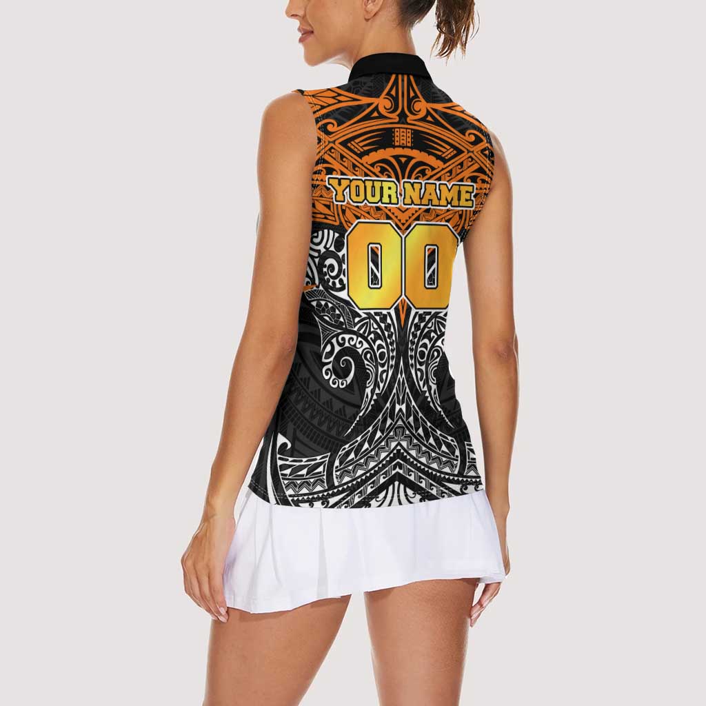 Personalized Wests Tigers Women Sleeveless Polo Shirt Polynesian Tribal Pattern Style
