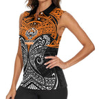 Personalized Wests Tigers Women Sleeveless Polo Shirt Polynesian Tribal Pattern Style
