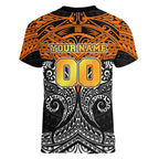 Personalized Wests Tigers Women V-Neck T-Shirt Polynesian Tribal Pattern Style