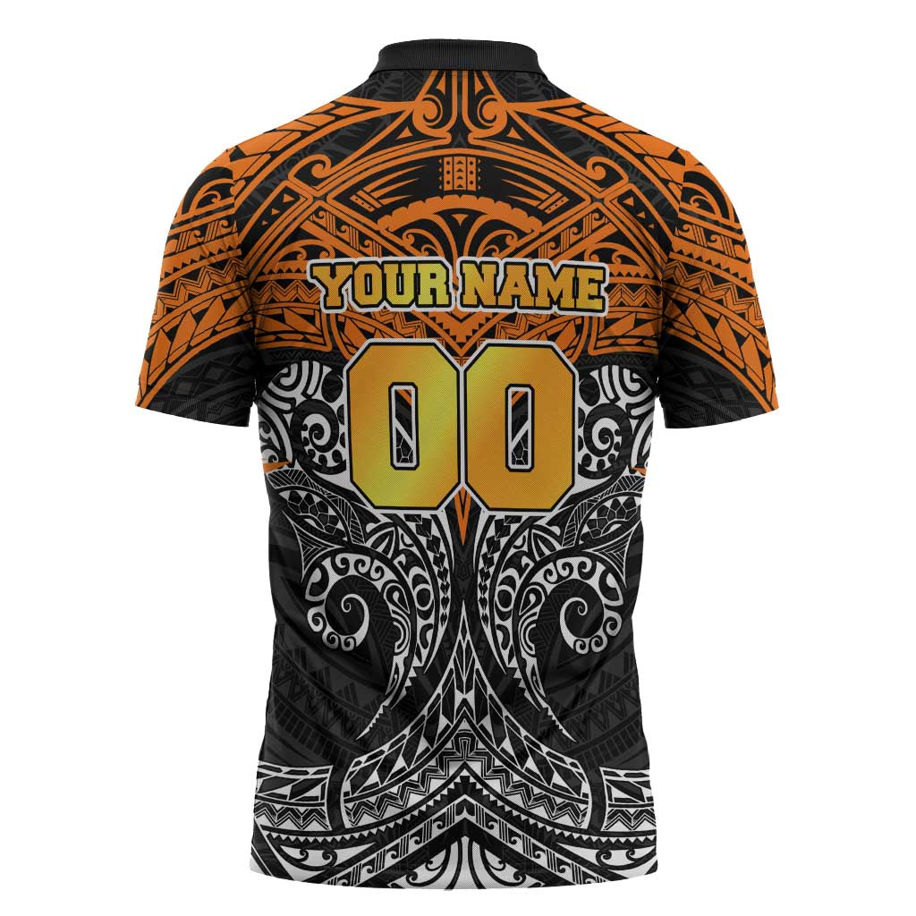 Personalized Wests Tigers Zipper Polo Shirt Polynesian Tribal Pattern Style