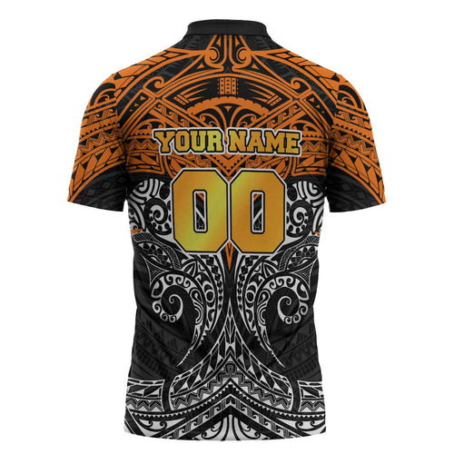 Personalized Wests Tigers Zipper Polo Shirt Polynesian Tribal Pattern Style