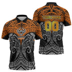 Personalized Wests Tigers Zipper Polo Shirt Polynesian Tribal Pattern Style