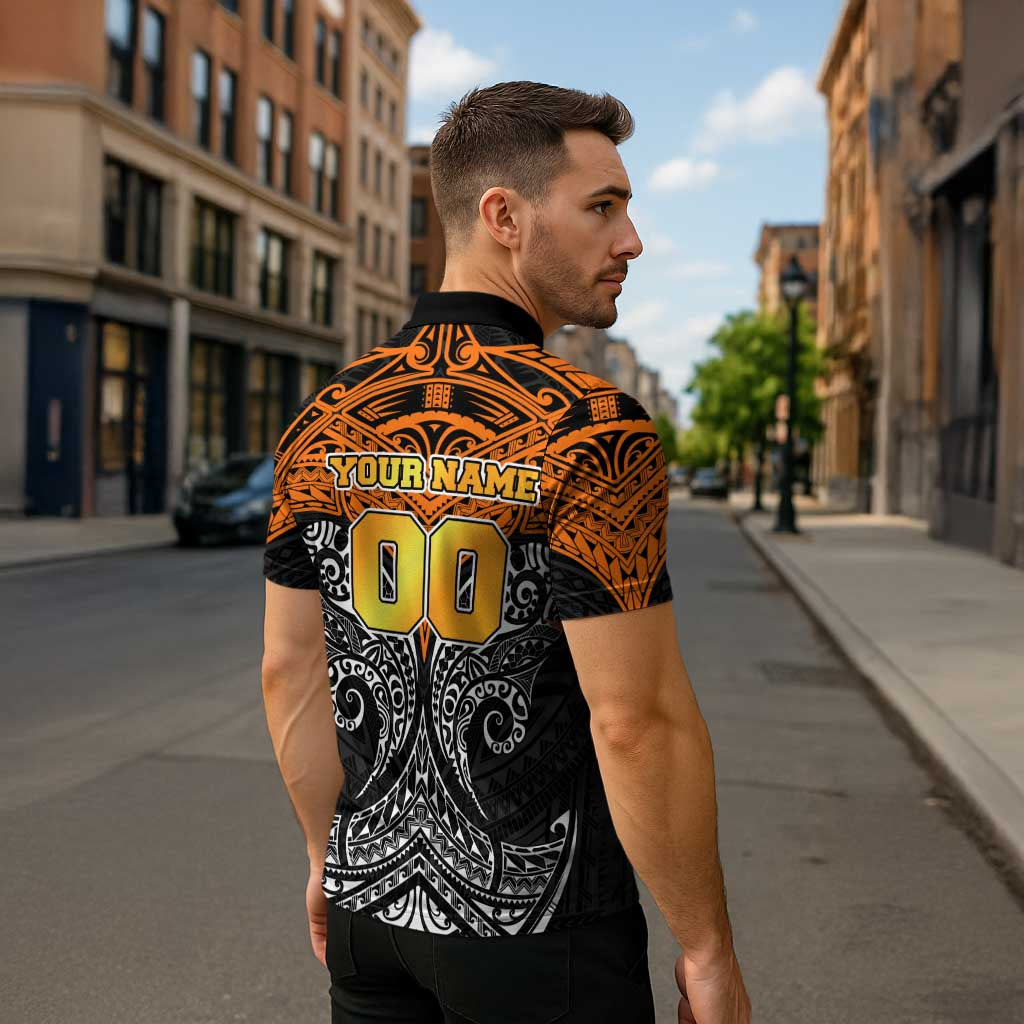 Personalized Wests Tigers Zipper Polo Shirt Polynesian Tribal Pattern Style