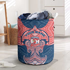 Personalized Sydney Roosters Laundry Basket Polynesian Tribal Pattern Style