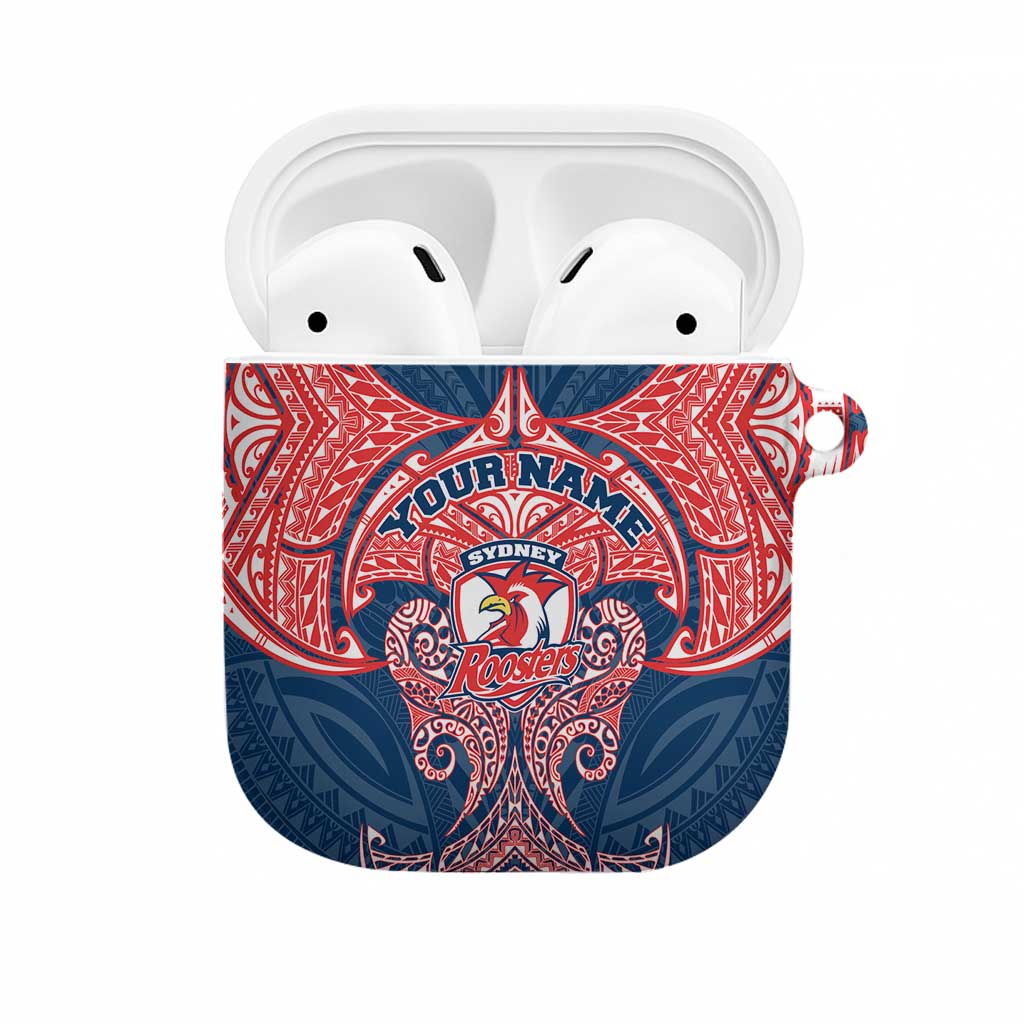 Personalized Sydney Roosters AirPods Case Polynesian Tribal Pattern Style