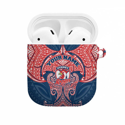 Personalized Sydney Roosters AirPods Case Polynesian Tribal Pattern Style