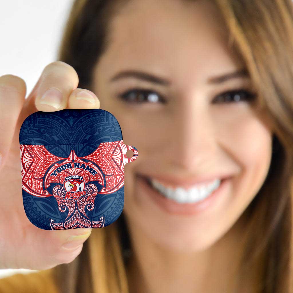 Personalized Sydney Roosters AirPods Case Polynesian Tribal Pattern Style