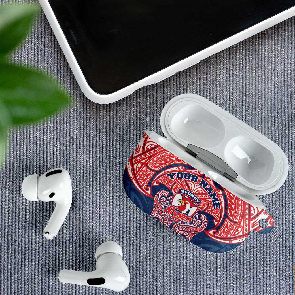 Personalized Sydney Roosters AirPods Case Polynesian Tribal Pattern Style