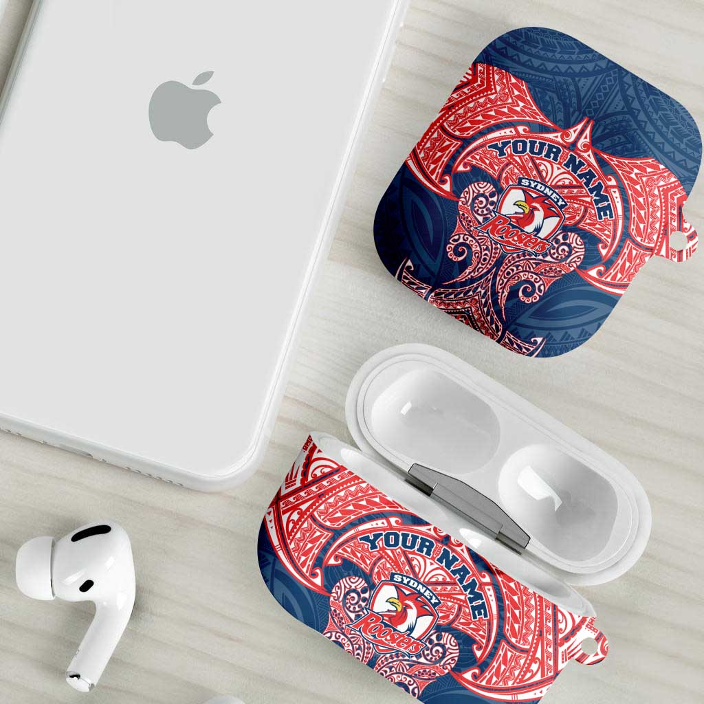 Personalized Sydney Roosters AirPods Case Polynesian Tribal Pattern Style