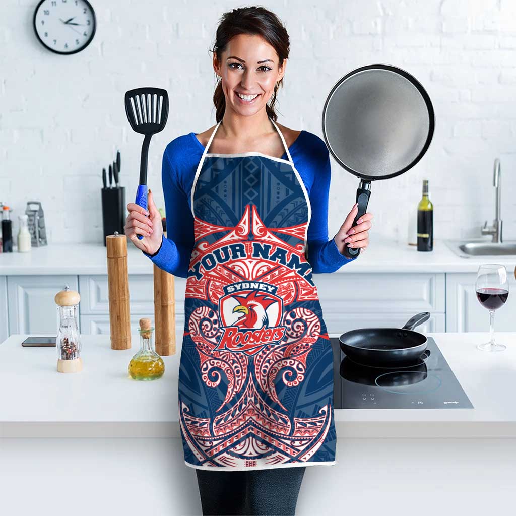Personalized Sydney Roosters Apron Polynesian Tribal Pattern Style