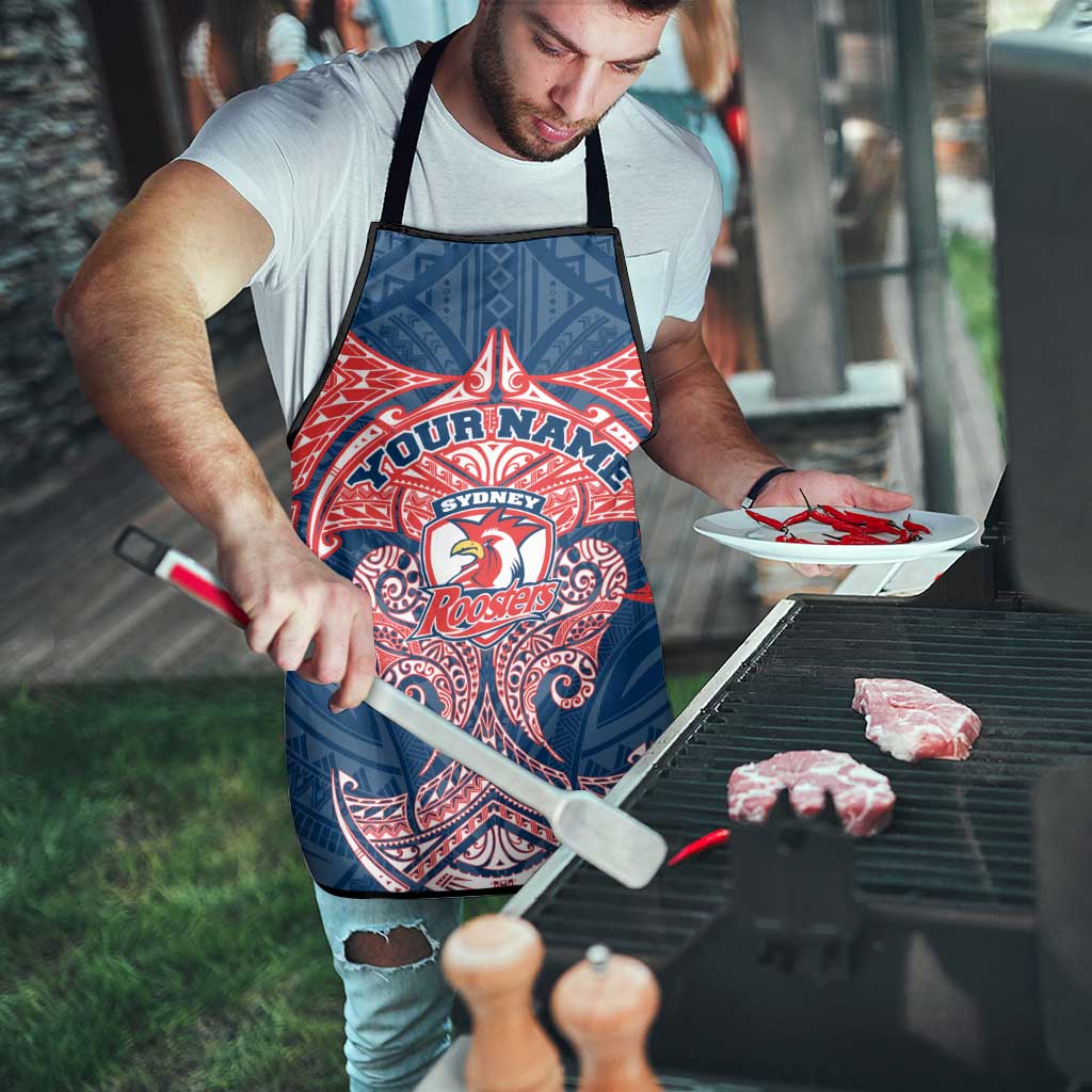 Personalized Sydney Roosters Apron Polynesian Tribal Pattern Style