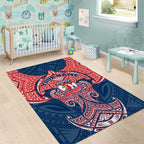 Personalized Sydney Roosters Area Rug Polynesian Tribal Pattern Style