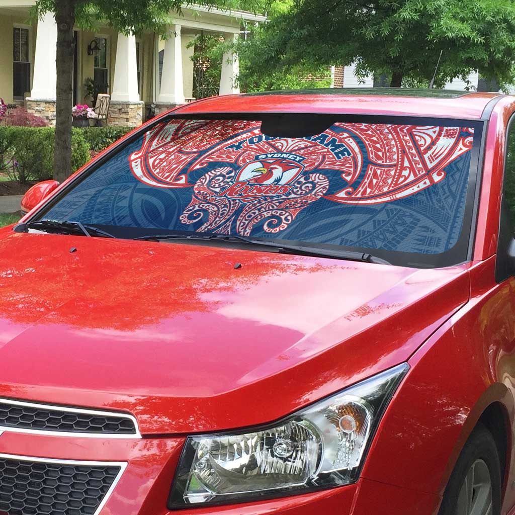 Personalized Sydney Roosters Auto Sun Shade Polynesian Tribal Pattern Style