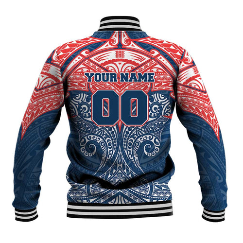Personalized Sydney Roosters Baseball Jacket Polynesian Tribal Pattern Style