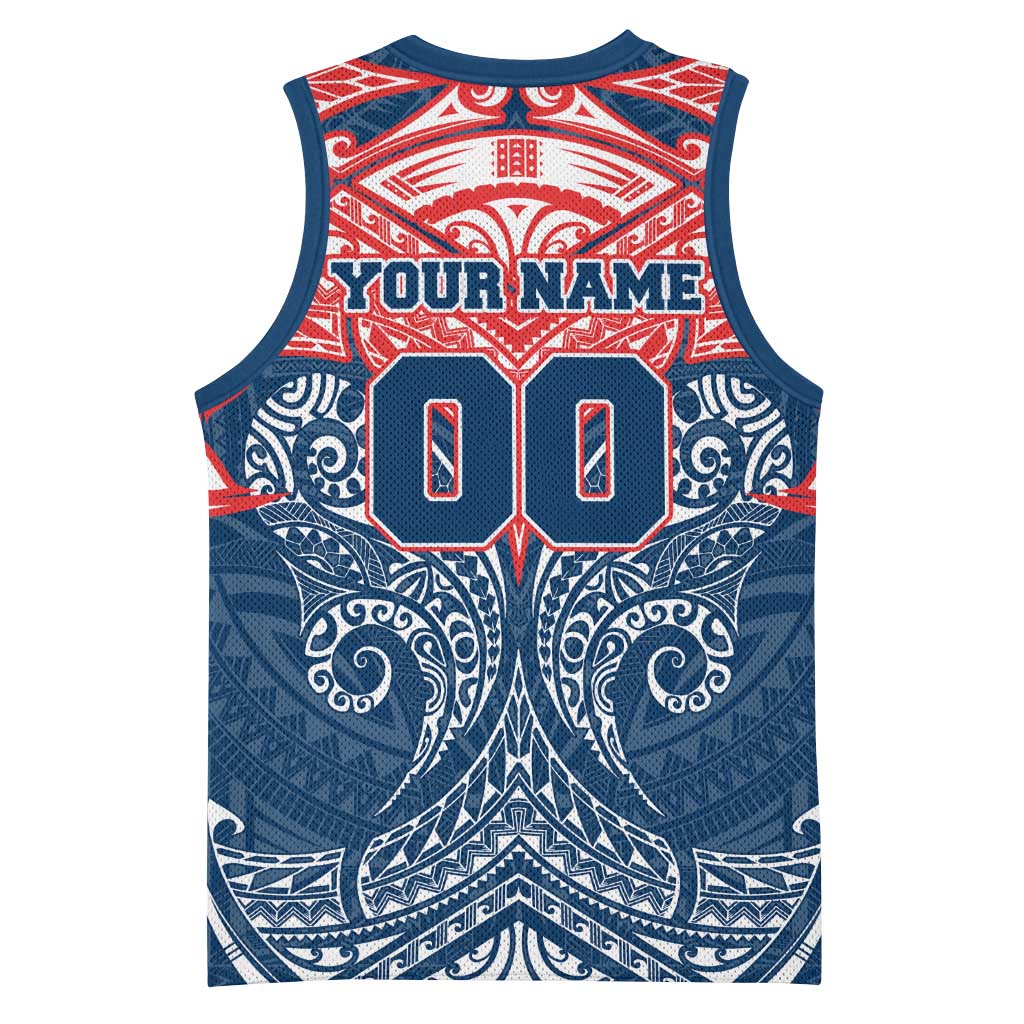 Personalized Sydney Roosters Basketball Jersey Polynesian Tribal Pattern Style