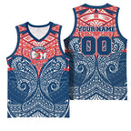 Personalized Sydney Roosters Basketball Jersey Polynesian Tribal Pattern Style