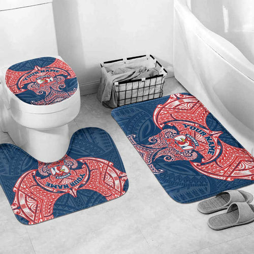 Personalized Sydney Roosters Bathroom Set Polynesian Tribal Pattern Style