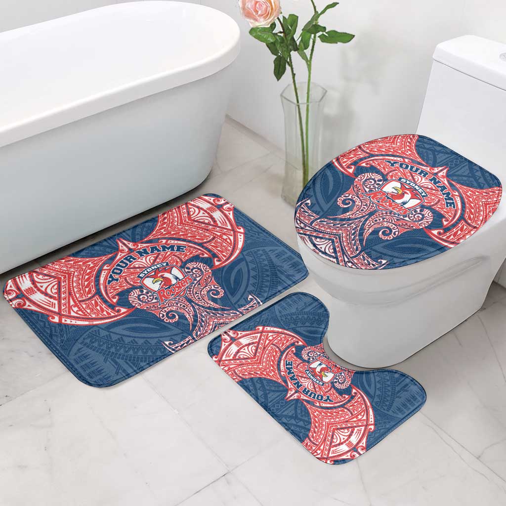 Personalized Sydney Roosters Bathroom Set Polynesian Tribal Pattern Style