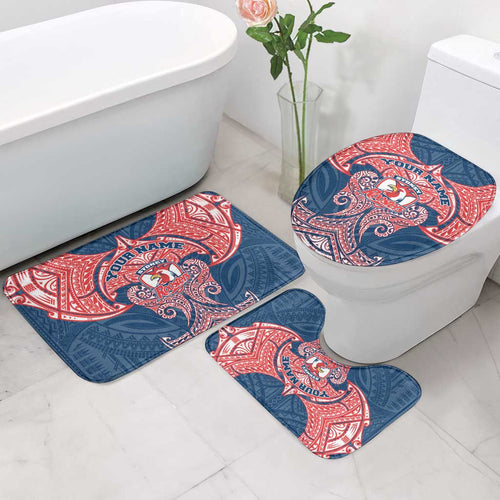 Personalized Sydney Roosters Bathroom Set Polynesian Tribal Pattern Style