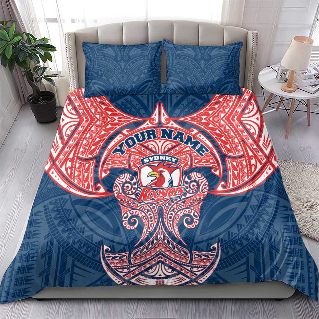 Personalized Sydney Roosters Bedding Set Polynesian Tribal Pattern Style