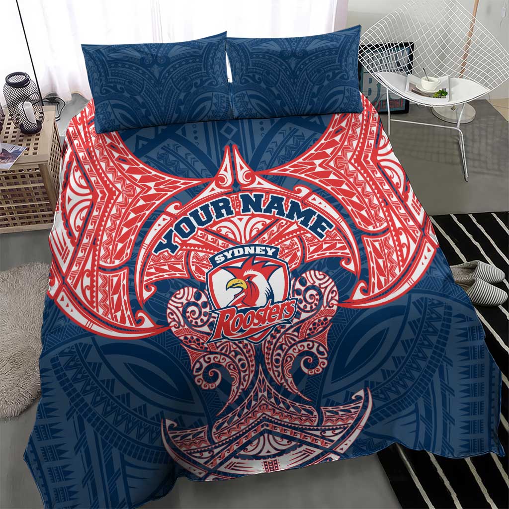 Personalized Sydney Roosters Bedding Set Polynesian Tribal Pattern Style