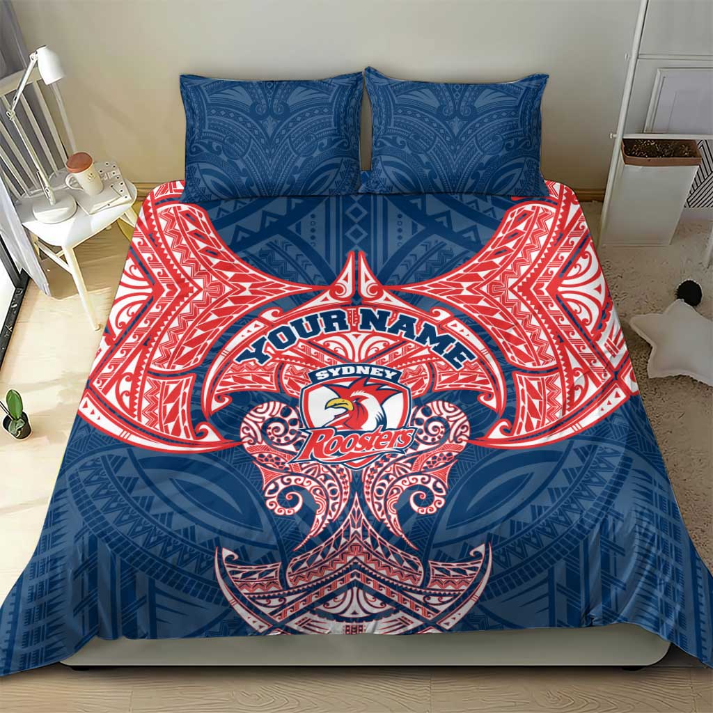Personalized Sydney Roosters Bedding Set Polynesian Tribal Pattern Style