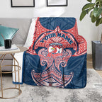 Personalized Sydney Roosters Blanket Polynesian Tribal Pattern Style