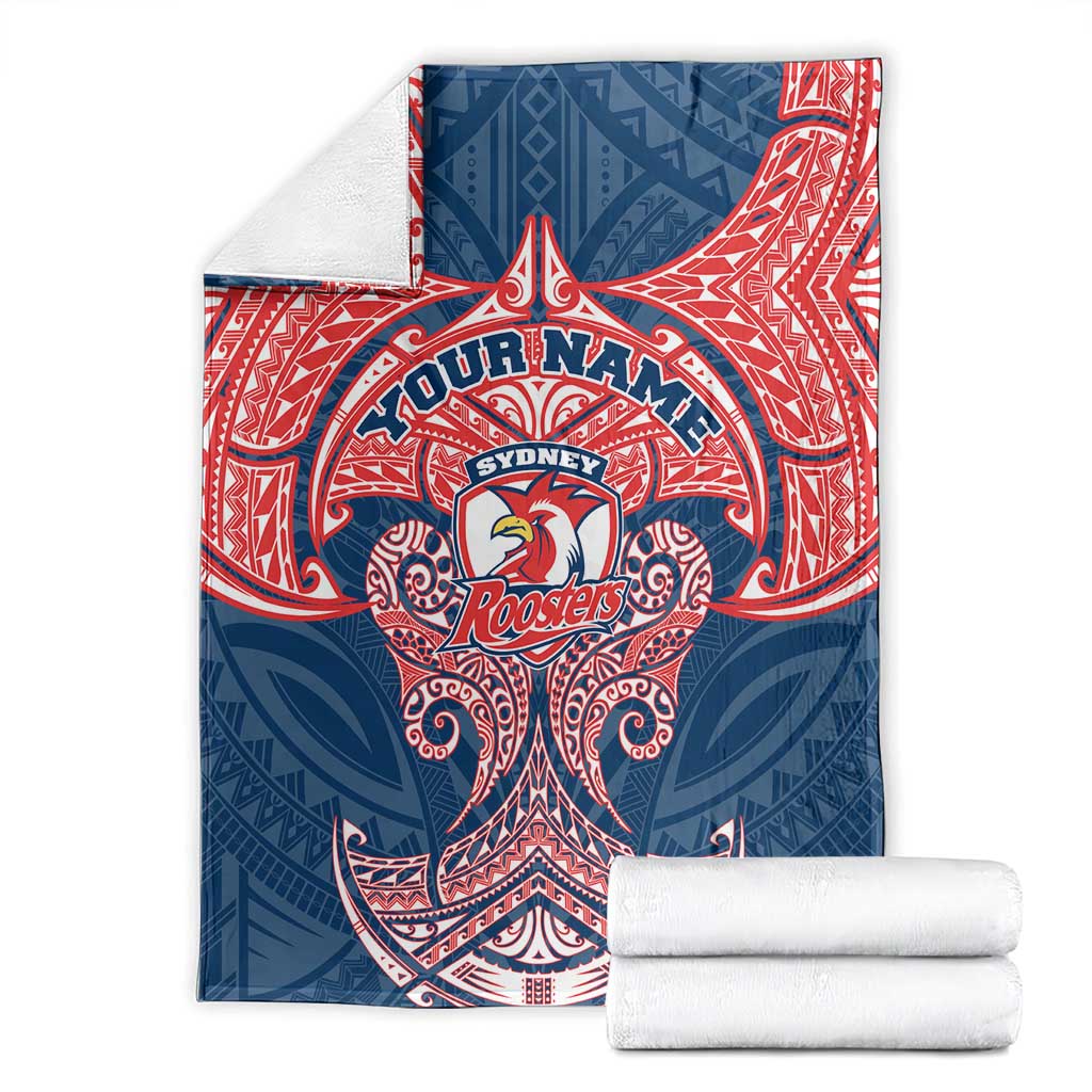 Personalized Sydney Roosters Blanket Polynesian Tribal Pattern Style